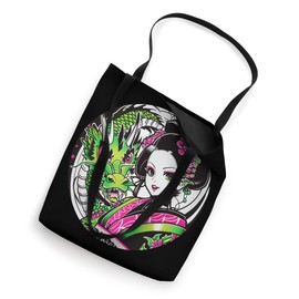 Kawaii Anime Geisha With Dragon Elegance For Otaku Fans Tote Bag