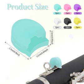 12 Pcs Clarinet Thumb Rest Cushion, Soft Silicone Clarinet Oboe Thumb Rest Cushion Protector, Rubber Clarinet Thumb Rest Cushion Protector, Thumb Protector Fit for Woodwind Instrument, 6 Colors