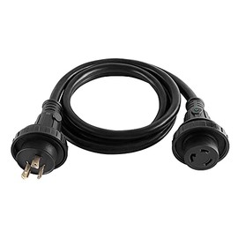 30 AMP 25ft Marine Power Cord with Light Indication (25 feet) Black ETL