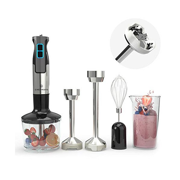 ChefWave Intermix Immersion Blender Handheld, 500W 5-in-1 Multi-Purpose Hand Blender,