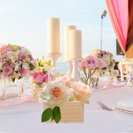 Kichvoe Wood Planter Box 2pcs Unfinished Wooden Flower Pot Rustic Succulent Planters Cube Planter Box Decorative Window Box for Table Centerpieces