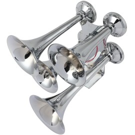 Scitoo 150db Super Loud 4Pcs Electric Air Horns Kit for Vehicles, Applicable for Bus, ATV, Motorcycle, Van, Truck (Black)