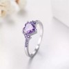 Dtup Anillo De Compromiso Corazón Morado Amatista Plata S925 Nf