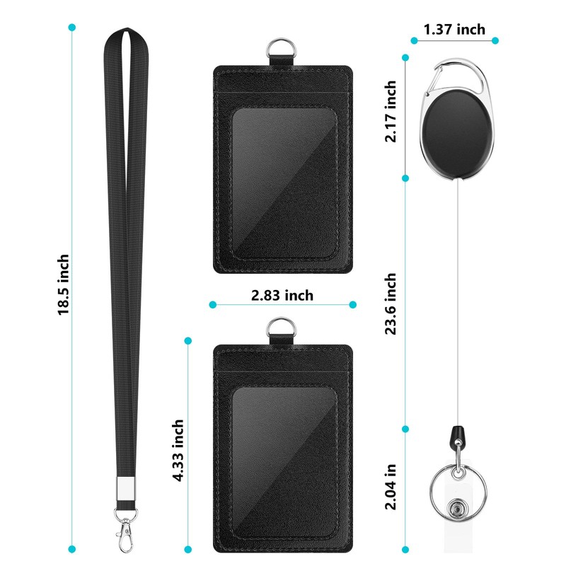 DUPENCD 2 Pack Badge Holders, Vertical PU Leather ID Badge