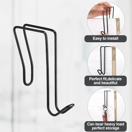 Oudain 4 Pack Wire Cubicle Hooks for Coat Wall Panel Over Cubicle Hanger Accessories for Office Partition Door Picture (Black)