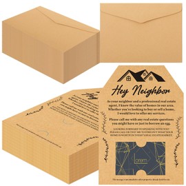 MotiMind 50 Sets of Real Estate Mailers Greeting Cards Neighbor House Shaped Cards With Envelopes Real Estate Agent Supplies (Stylish Hey Neighbor)