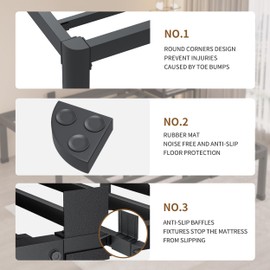 MAF 10 Inch Queen Metal Platform Bed Frame with Round Corner Legs, 3000 LBS Heavy Duty Steel Slats Support, Noise Free, No Box Spring Needed, Easy Assembly