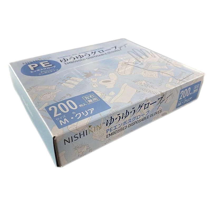 Nishikin Disposable Gloves, Large Capacity, 200 Pieces, Medium Size, PE