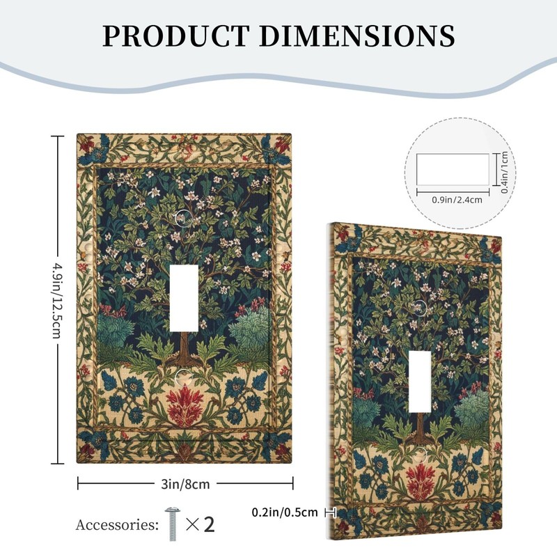 Huzdzhy Decorative Art Light Switch CoversMystical Tree on Embroidered Canvas