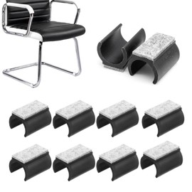 ZTFT 10pcs U Shaped Chair Foot Tips Rectangle Chair Foot Covers Felt Furniture Foot Pads for Chairs Scratch Resistant Anti Slip Noise Protection Pipe Chair Meeting Chair Protector Diameter 25mm (Black