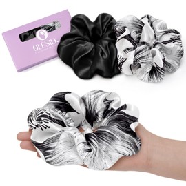 OLESILK Silk Scrunchies Oversized 100% Mulberry: Large for Women& Girls Long Thick Hair, Soft Smooth for No Damage Hair Care Sleeping