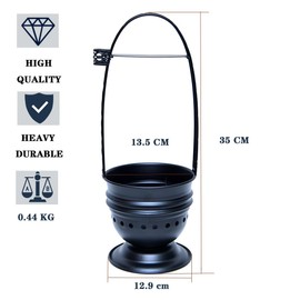 Hookah Charcoal Coal Holder Premium Quality Basket with Coal Tongs Metal Tweezers-Portable Carbon Container w/Side Tong Holder Lounge Hookah Lounge Style Accessorieswith Coal Tongs (13.7")