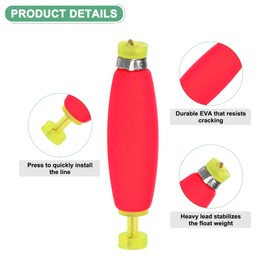 M METERXITY 5-Pack Fishing Bobbers Floats, 53mm EVA Foam Weighted Bobbers for Crappie/Bluegill/Trout Bass/Catfish, Clip-on Floats Slip Corks Floaters Strong Buoys [Red]