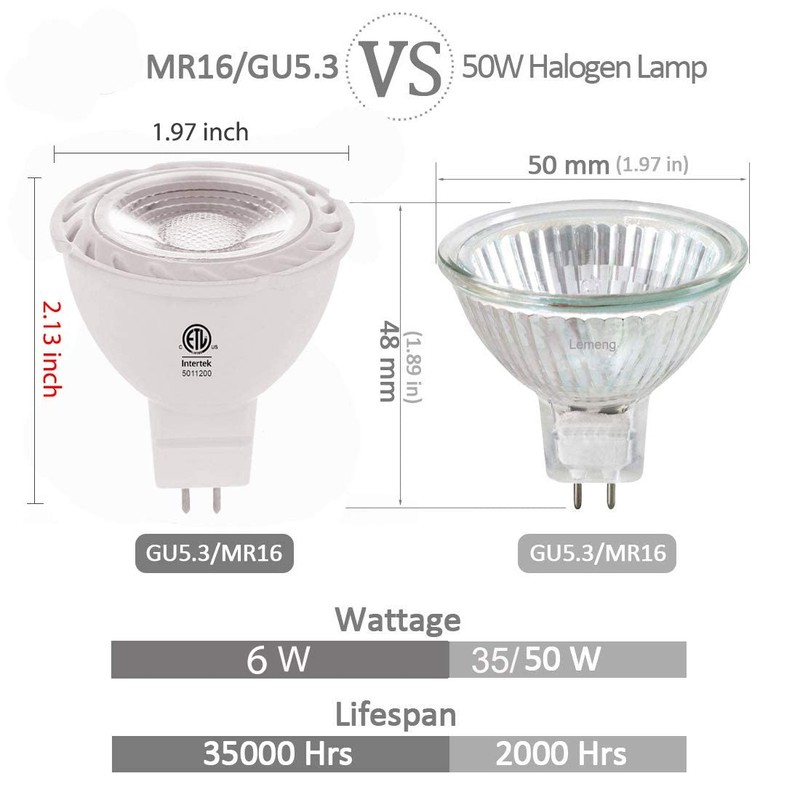 Green MR16 LED Light Bulbs 50W Equivalent Halogen Replacement 6W