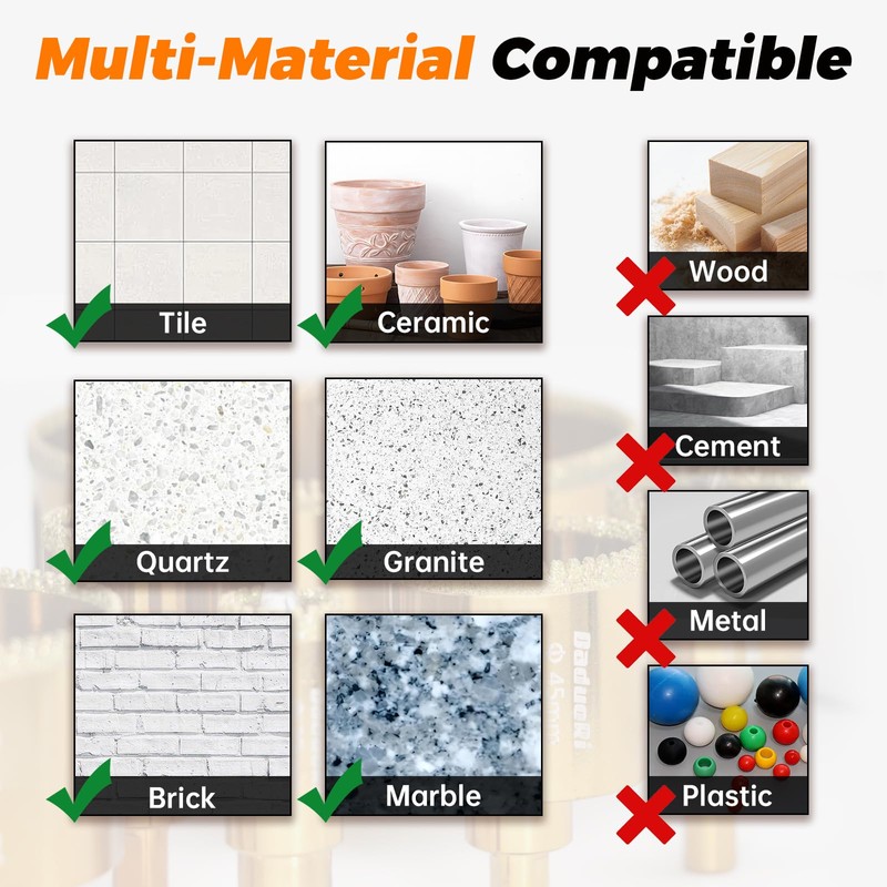 DaduoRi 6 Inch Serrated Diamond Hole Saw with 2Pcs Removable