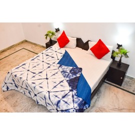 Handmade Shibori Indigo Kantha Quilt, Bedspread, Ethnic Hand Seams, Vintage Kantha Throw Rajai Jaipuri Rajai, AC Rajai, AC Blanket, Shibori Quilt