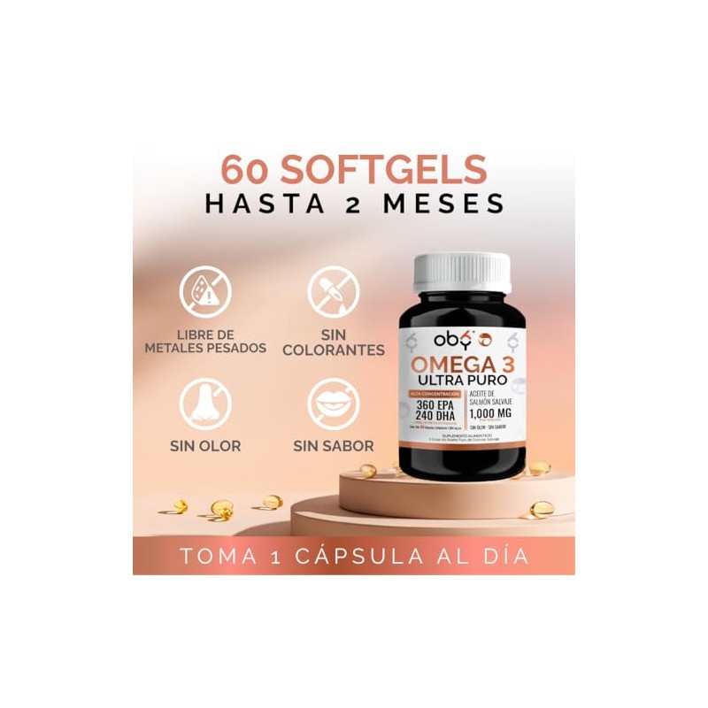 Omega Ultra Puro 1300mg Aceite Salmon Salvaje Alto Epa Dha