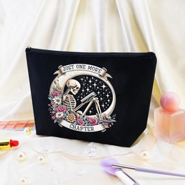 Yoxiumi Book Lover Bag Book Pouch Just One More Chapter Makeup Bag Bookish Bag Book Reader Gifts Women Bookworm Gifts Book Themed Gifts Women Reading Gifts Women Book Related Gifts, black