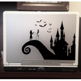 Nightmare Before Christmas Inspired Jack Sally and the Castle Car Truck Laptop Tablet Vinyl Decal Sticker 8 Inches Black