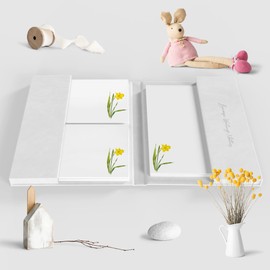 Me Loovely Yellow Daffodil Letter Writing Paper and Envelopes Set A5 Size Letters Papers Luxury Stationery Supplies | Christmas Gifts | Multipack of 20 (with Folder)