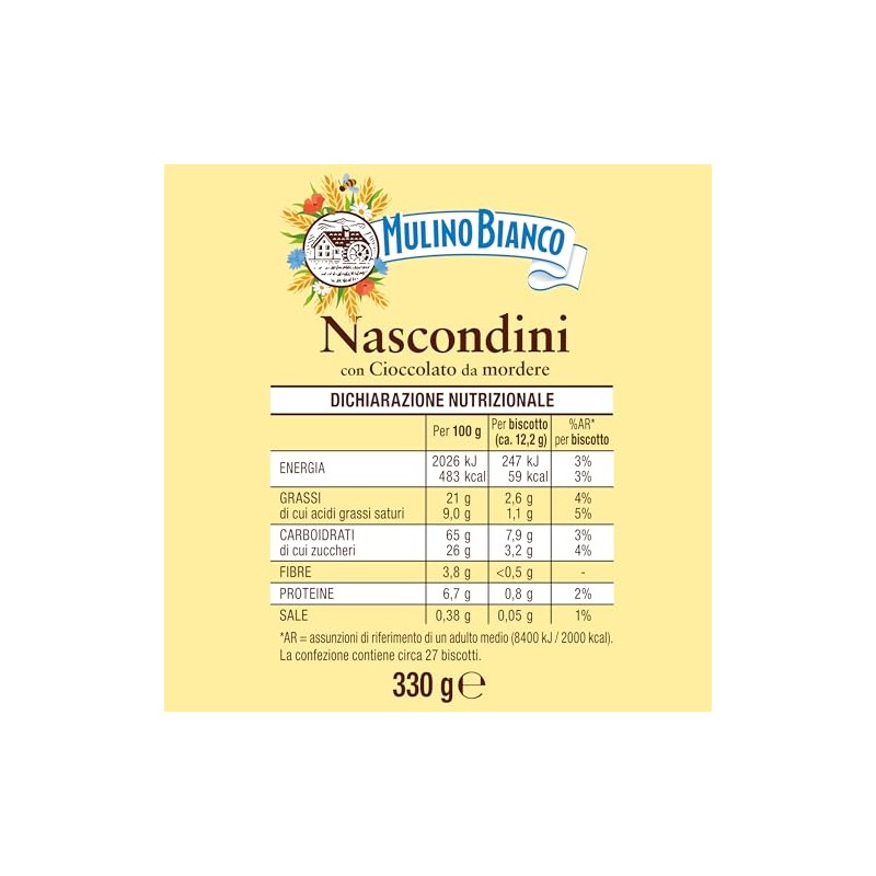 Mulino Bianco Biscotti Frollini Nascondini con Cioccolato da Mordere, Senza