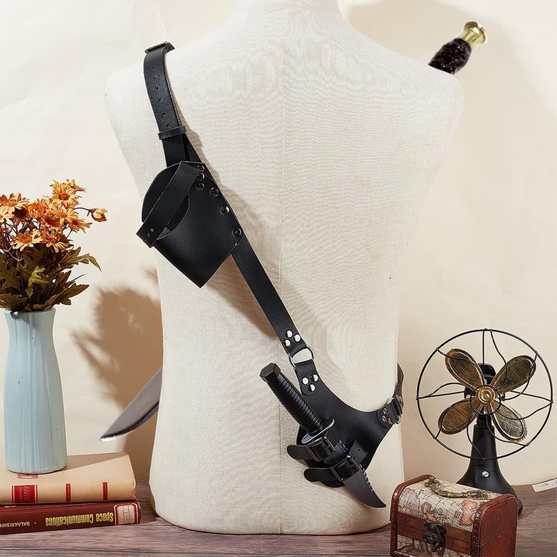 XGOPTS Medieval Leather Shoulder Sword Strap Adjustable Renaissance Sword Holster