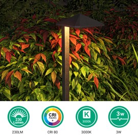 EDISHINE Pyramid Low Voltage Landscape Lighting, 3W 230LM 3000K 50,000 Hrs Waterproof LED Pathway Lights Wired, 12V Electric Outdoor Landscpae Path Light with Connectors, Aluminum Housing