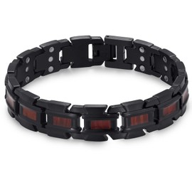 RainSo Scorpion Claw Men's Wooden Bracelet - Black Red Tribal Warrior Design | Stainless Steel Arm Cuff Jewellery with Magnetic | Adjustable Sizing Tool & Luxury Gift Box Presentation