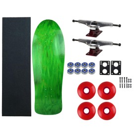 Moose Old School 80's Skateboard Complete 30" Green with Hollow 7.0 Silver/Red Trucks, 58mm Blue Wheels