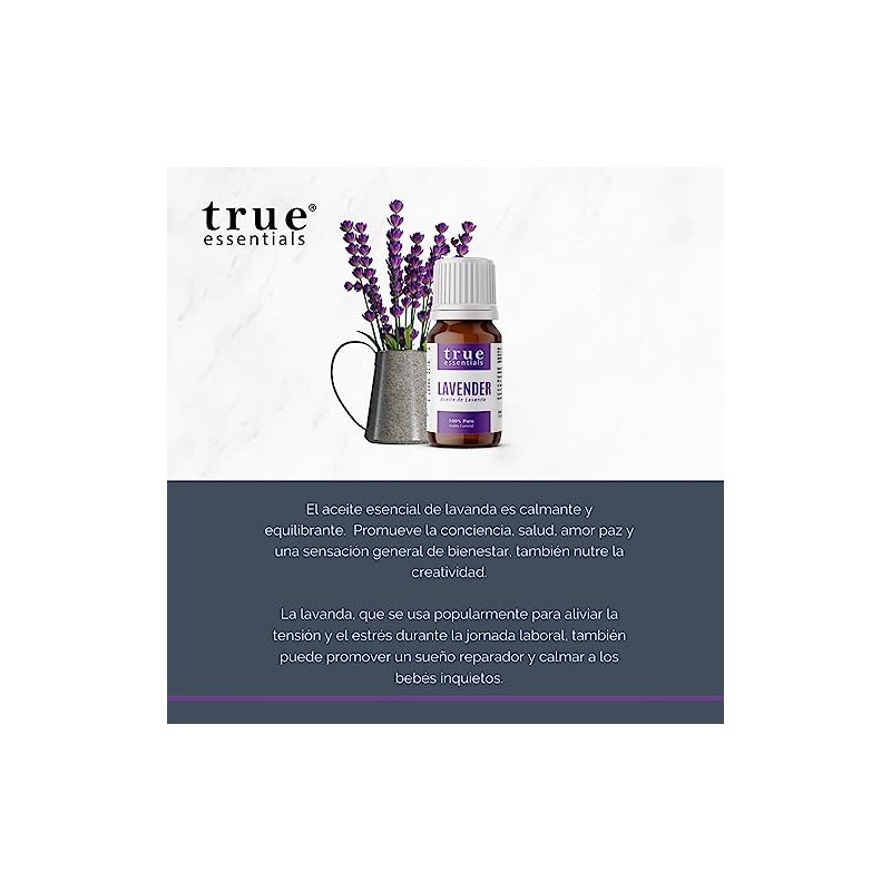 Lavender Oil, Aceite Esencial de Lavanda 15ml True Essentials. Colección