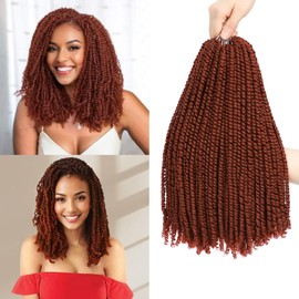 Micro Twist Crochet Hair 8 Inch Pre-Looped Curly Mini Passion Twist Crochet Hair Mini Senegalese Twist Crochet Hair Synthetic Hair Extensions (350#, 12 Inch (3 Pack)