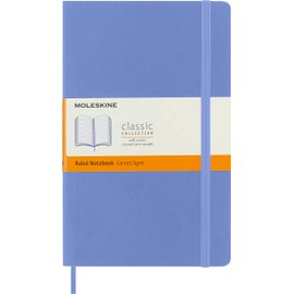 Moleskine - Classic Notebook, Ruled Notebook, Soft Cover and Elastic Closure, Size Large 13 x 21 cm, Colour Hydrangea Blue, 240 Pages