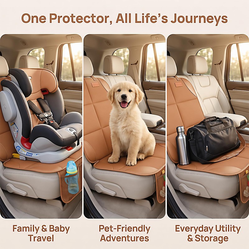 Car Seat Protector 2-Pack, Thick Padding Cushion (Dark Brown)