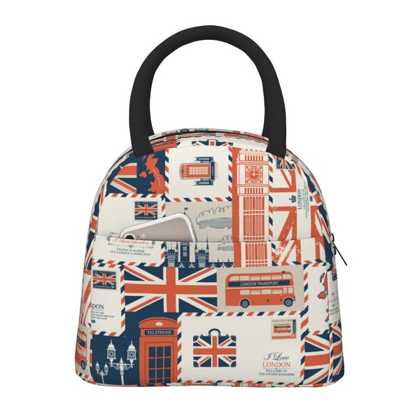 Oplp London Theme Envelopes Symbols Flag Retro Style Lunch Bag