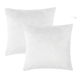Imperial Rooms Cushion Covers 45 x 45 cm Pack of 2 Square Throw Velvet Pillow Cases for Bedroom Sofa Living Room Car (White, 18 x 18 Inch)