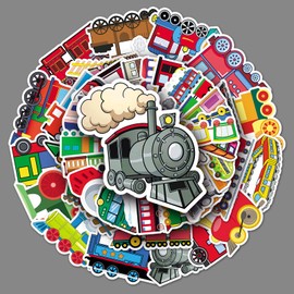 Train Stickers 50Pcs Cartoon Colorful for Laptop, Motorcycle, Bicycle, Car, Water Bottle, Skateboard, Snowboard, Phone, Luggage - Waterproof Trendy for Teens, Boys, Girls