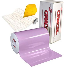 ORACAL 651 High Gloss Craft Adhesive Vinyl 15ft x 1ft Roll w/Free 12" x 24" Roll of Transfer Paper and Hard Yellow Detailer Squeegee (Lilac)
