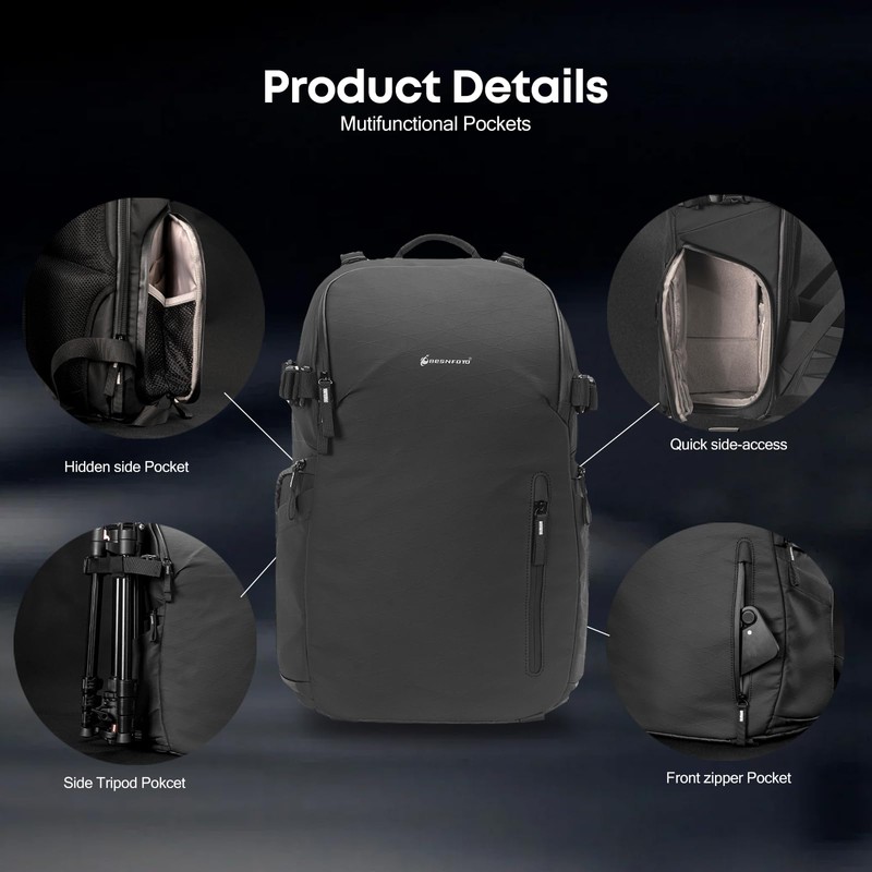 Besnfoto Camera Backpack Waterproof Bag Professional Travel Photography Bag Large