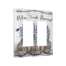 Rustic Farmhouse Lavender Flower 2 Gang Rocker Decora Light Switch Cover Decorative Outlet Covers Wall Plate Quotes Lilac Electrical Faceplate Switchplatefor Bathroom Home Living Room Decor