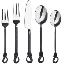 Nautical-Mart Stainless Steel Flatware Set - 5 Piece Twist and Shout Cutlery, Dishwasher Safe, Portable for Camping, Elegant Designer's Cutlery, Gift for Home & Corporate Use
