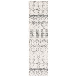 Safavieh Tulum Collection TUL229A Moroccan Boho Distressed Runner, 2' x 7' , Ivory / Grey