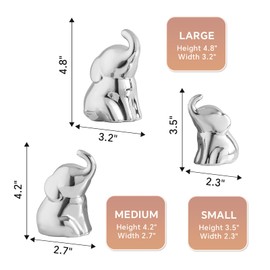 EABOSON Set of 3 Cute Silver Elephant Statues, Small Decorative Accents for Shelves, Livingroom and Bedroom - Gifts for Lover, Family