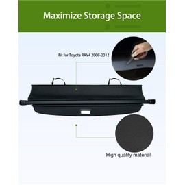 Cargo Cover for Toyota RAV4 2008-2012, Upgraded Waterproof Retractable Trunk Cover Security Shield Shade for Toyota, UV Resistant Rear Trunk Cover with Aluminum Alloy & PVC Material