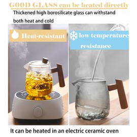 Tea Set with Teapot Traditional Travel Japanese/Chinese Gongfu Glass Tea Cut Sets of 4 for Adults,Women Gift,Tea Parties (Glass, Black)