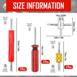 RUNEAY Set of 7 Tyre Valve Tool, Car Valve Key, Car Valves Repair Double and Single Head Valve Wrench, Tyre Valve Tool Set for Car, Motorcycle, Bicycle