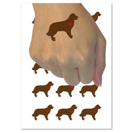 Golden Retriever Dog with Heart Temporary Tattoo Water Resistant Fake Body Art Set Collection - 54 1" Tattoos (1 Sheet)