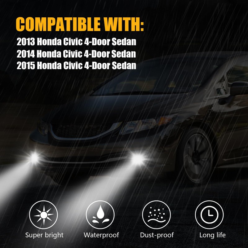 LED Fog Lights Fit for 2013 2014 2015 Honda Civic