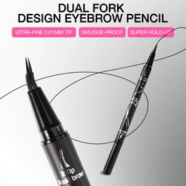 Boobeen Curved Eyebrow Pencil, 2-in-1 Augenbrauenstifte mit gebogener Spitze und präziser Bürstenspitze, wasserfest, für natürliche, haarähnliche Augenbrauen