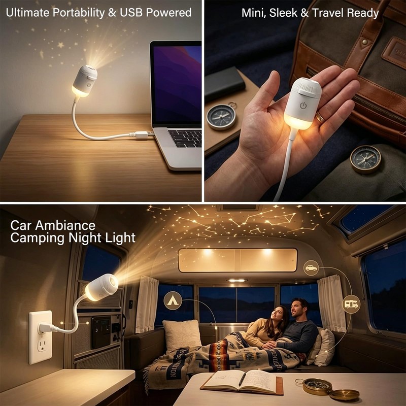 KoudHug 2-in-1 Galaxy Projector Night Light,USB Portable Starry Sky Night