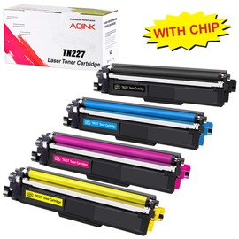 AQINK (with CHIP) Compatible Toner Cartridge Replacement for Brother TN-227 TN227 TN223 for Use in Brother MFC-L3750CDW HL-L3290CDW HL-L3210CW MFC-L3710CW MFC-L3770CDW HL-L3230CDW (BCMY,4-Pack)